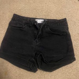 black jean shorts
